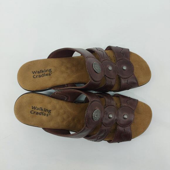 Walking Cradles Brown Leather Sandals Slides 9.5 - Picture 9 of 11